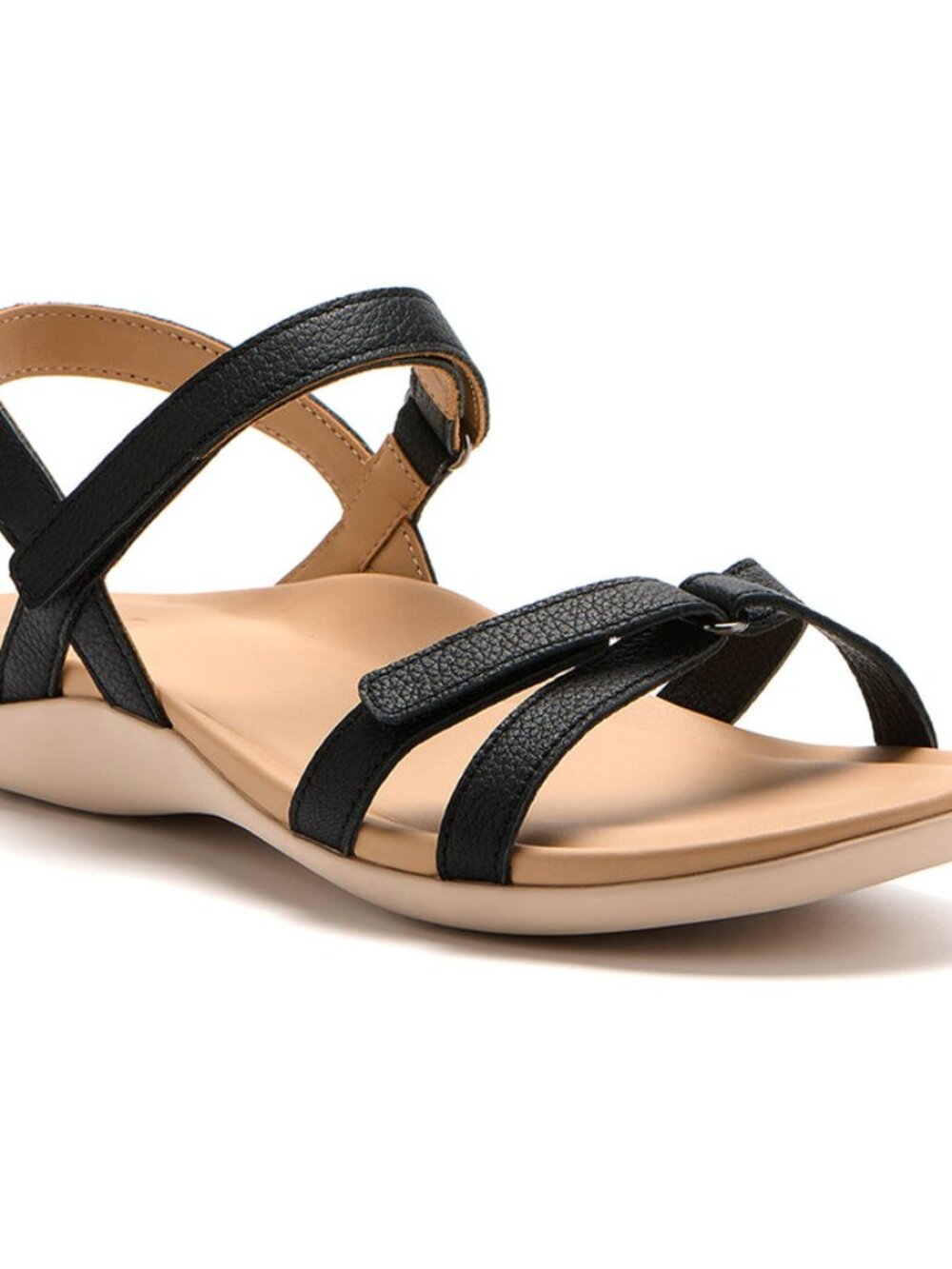 ABEO Oasis Cross Women’s Strappy Leather Sandals Black US 10 EU 42 Orthotic NEW
